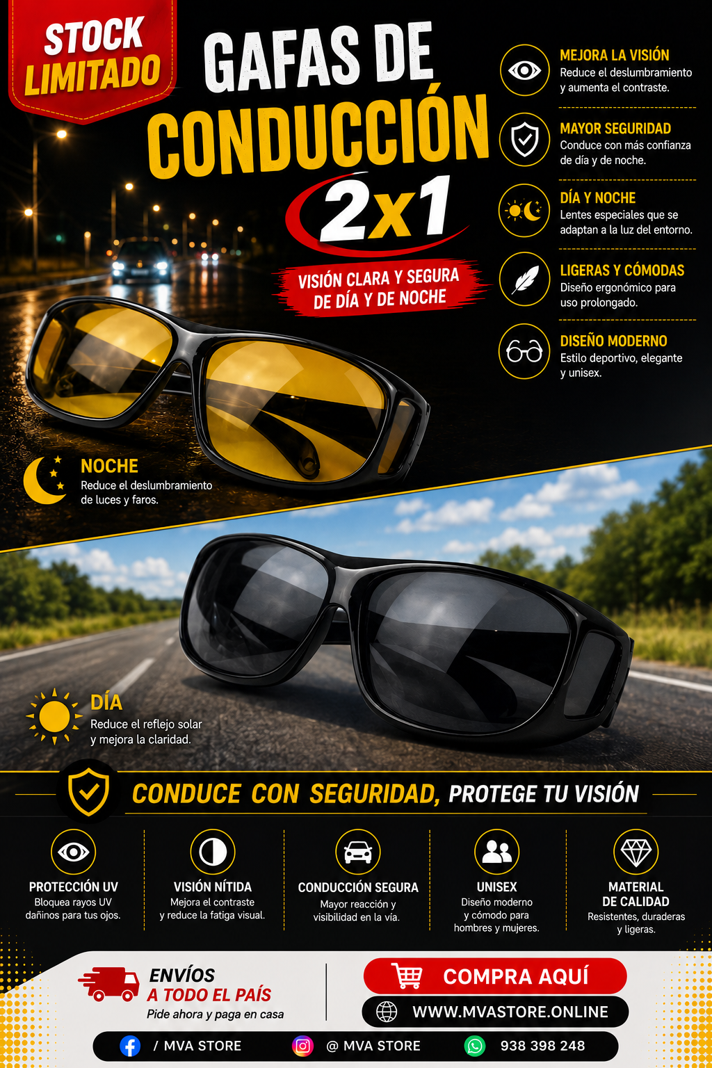 LENTES DE CONDUCCION HD NOCHE Y DIA