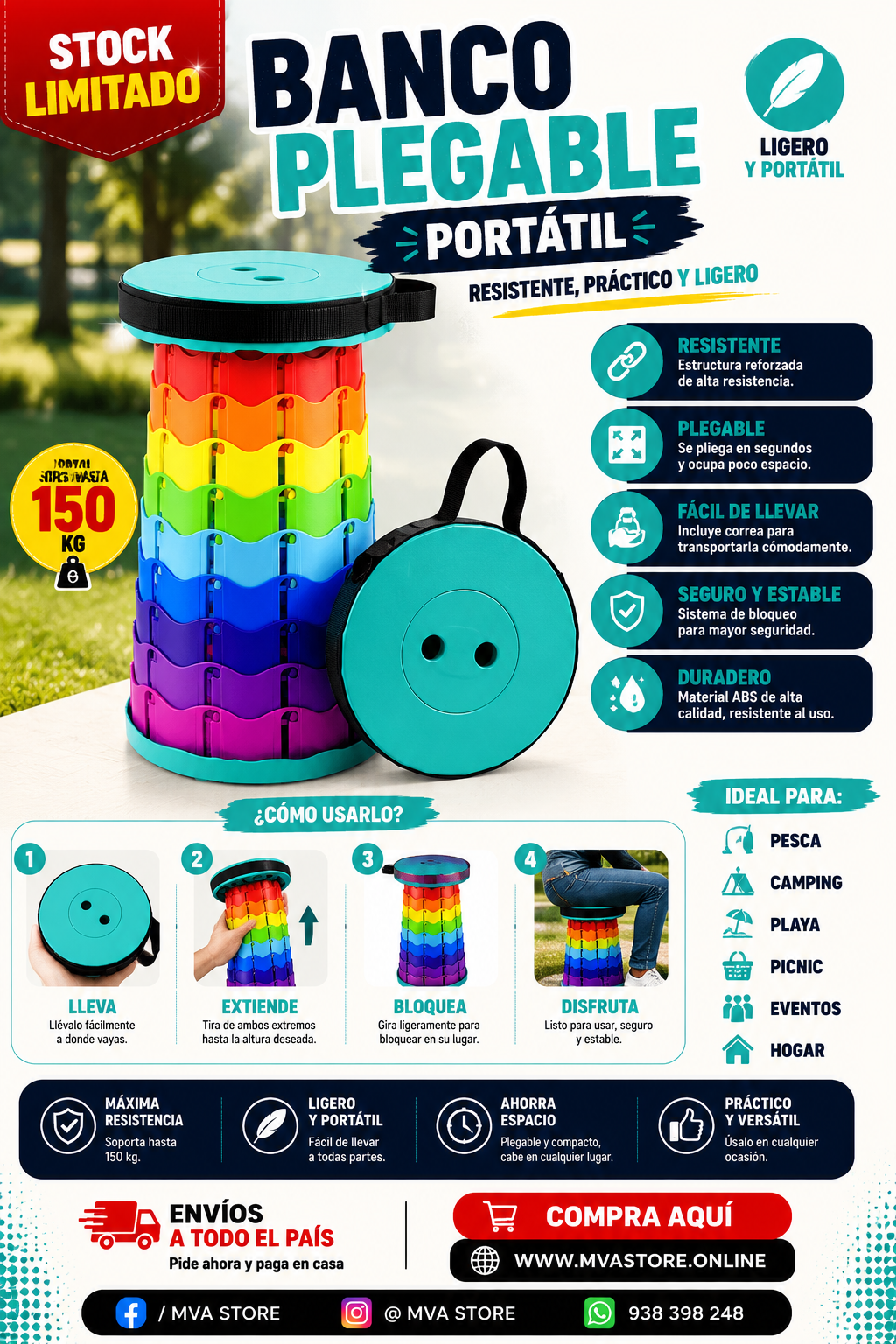 Banco Plegable Portátil | Envío Gratis