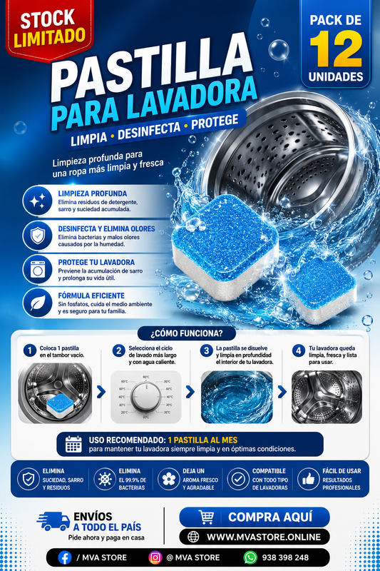 Pastilla Para Lavadora (Pack de 12 unidades)